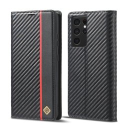 IMEEKE CARBON Wallet tok Samsung Galaxy S21 Ultra 5G fekete