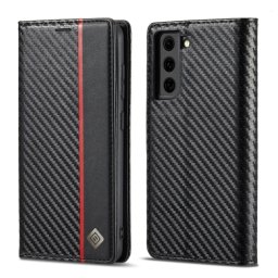IMEEKE CARBON Wallet tok Samsung Galaxy S21 FE 5G fekete