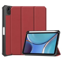 LEATHER Flip tok Apple iPad mini 2021 sötétvörös