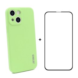 ENKAY Cover + 3D üveg Apple iPhone 13 világoszöld