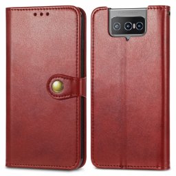 LEATHER BUCKLE Wallet esetben Asus Zenfone 8 Flip (ZS672KS) vörös