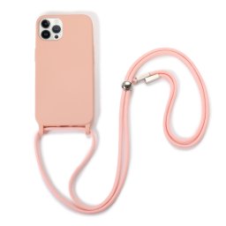 LANYARD Védőburkolat zsinórral Apple iPhone 13 Pro Max rózsaszín