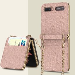 GKK CARD borító lánccal Samsung Galaxy Z Flip rózsaszín