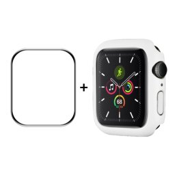 ENKAY Műanyag borítás edzett üveggel Apple Watch 9 / 8 / 7 (45mm) fehér