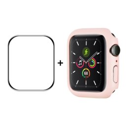 ENKAY Műanyag borítás edzett üveggel Apple Watch 9 / 8 / 7 (45mm) rózsaszínhez