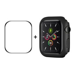 ENKAY Műanyag borítás edzett üveggel Apple Watch 9 / 8 / 7 (45mm) fekete