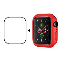 ENKAY Műanyag borítás edzett üveggel Apple Watch 9 / 8 / 7 (45mm) piroshoz
