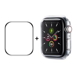 ENKAY Műanyag borítás edzett üveggel Apple Watch 9 / 8 / 7 (45mm) átlátszóhoz