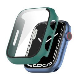 Műanyag tok védőüveggel Apple Watch 9 / 8 / 7 (41mm) zöld