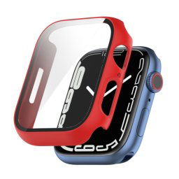 Műanyag tok védőüveggel Apple Watch 9 / 8 / 7 (41mm) piros