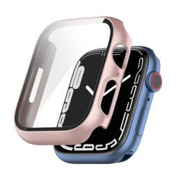 Műanyag tok védőüveggel Apple Watch 9 / 8 / 7 (41mm) rózsaszín