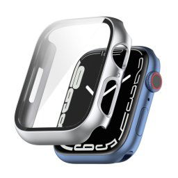 Műanyag tok védőüveggel Apple Watch 9 / 8 / 7 (41mm) ezüsthöz