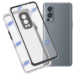 Mágneses borító 360 OnePlus Nord 2 5G ezüsthöz
