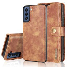 DG.MING Wallet tok 2 az 1-ben Samsung Galaxy S21 FE 5G barna