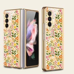 GKK GLASS Védőburkolat Samsung Galaxy Z Fold 3 5G YELLOW FLORA L