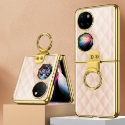 GKK GLASS Védőhuzat tartóval Huawei P50 Pocket PINK RHOMBUS