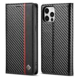 IMEEKE CARBON Wallet tok Apple iPhone 13 Pro Max fekete