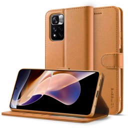 IMEEKE Wallet tok Xiaomi Redmi Note 11 Pro+ 5G világosbarna