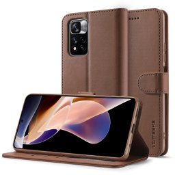 IMEEKE Wallet tok Xiaomi Redmi Note 11 Pro+ 5G sötétbarna