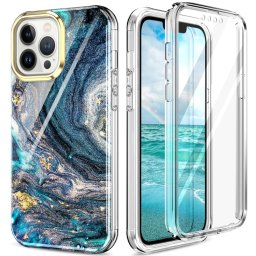 DUAL ART Tartós borítás Apple iPhone 13 Pro Max készülékhez DARK BLUE MARBLE