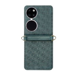 EMBOSSED huzat szíjjal Huawei P50 Pocket sötétzöld