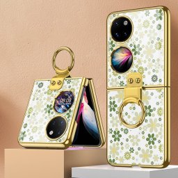 GKK ÜVEG Védőhuzat tartóval Huawei P50 Pocket GREEN FLORAL