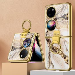 GKK ÜVEG Védőburkolat tartóval Huawei P50 Pocket GOLD MARBLE
