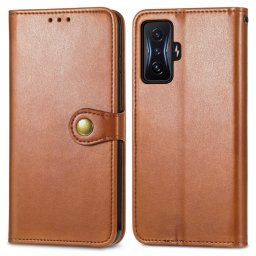 LEATHER BUCKLE Pénztárca tok Xiaomi Poco F4 GT barna