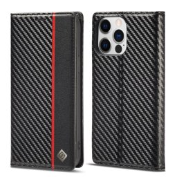 IMEEKE CARBON Wallet tok Apple iPhone 14 Pro Max fekete