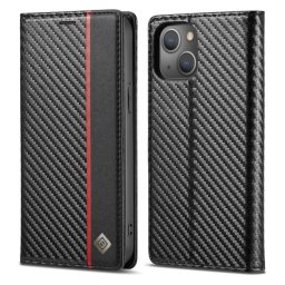 IMEEKE CARBON Wallet tok Apple iPhone 14 Plus fekete
