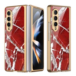 GKK GLASS Védőburkolat Samsung Galaxy Z Fold 4 5G RED MARBLE