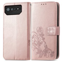 ART FLOWERS Pénztárca borító Asus Rog Phone 6 világos rózsaszín