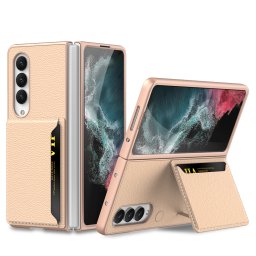 GKK CARD Bőr tok Samsung Galaxy Z Fold 4 5G rose gold készülékhez