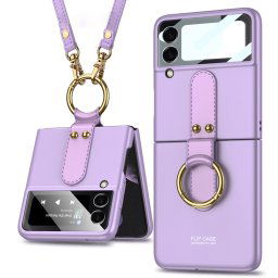 GKK LANYARD Huzat szíjjal Samsung Galaxy Z Flip 4 5G lila