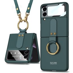 GKK LANYARD Huzat pánttal Samsung Galaxy Z Flip 4 5G sötétzöld