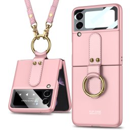 GKK LANYARD Huzat pánttal Samsung Galaxy Z Flip 4 5G rózsaszín