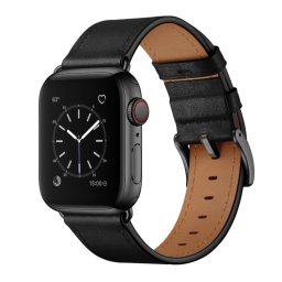 LEATHER Bőrszíj Apple Watch Ultra 1 / 2 (49mm) / 9 / 8 / 7 (45 mm) / 6 / SE / 5 / 4 (44 mm) / 3 / 2 / 1 (42 mm) fekete