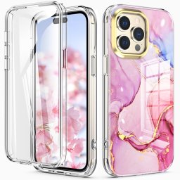 DUAL MARBLE Tartós borítás Apple iPhone 14 Pro Max PINK MARBLE
