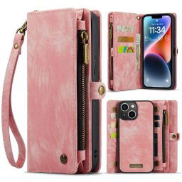 WALLET Védőtok pénztárcával 2 az 1-ben Apple iPhone 14 Plus rózsaszín telefonhoz
