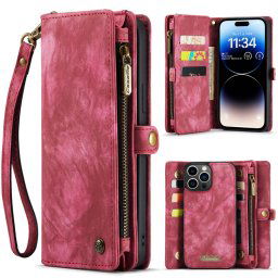 WALLET Védőtok pénztárcával 2 az 1-ben Apple iPhone 14 Pro Max piros