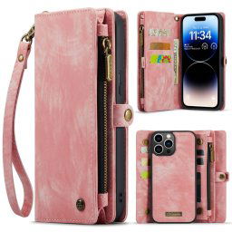WALLET Védőtok pénztárcával 2 az 1-ben Apple iPhone 14 Pro Max rózsaszín