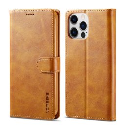IMEEKE Wallet tok Apple iPhone 14 Pro Max világosbarna