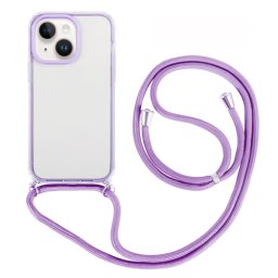 ROPE Átlátszó burkolat kábellel Apple iPhone 14 lila
