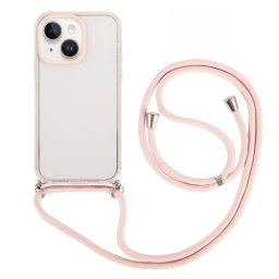 ROPE Átlátszó huzat kábellel Apple iPhone 14 Plus rózsaszín