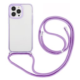 ROPE Átlátszó burkolat kábellel Apple iPhone 14 Pro lila