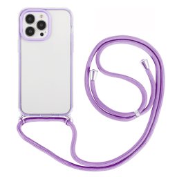 ROPE Átlátszó burkolat kábellel Apple iPhone 14 Pro Max lila