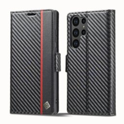 IMEEKE CARBON pénztárcahuzat Samsung Galaxy S23 Ultra 5G telefonhoz