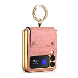LEATHER huzat tartóval Samsung Galaxy Z Flip 3 5G rózsaszín