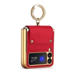 LEATHER Huzat tartóval Samsung Galaxy Z Flip 3 5G piros