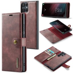 DG.MING Wallet tok 2 az 1-ben Samsung Galaxy S23 Ultra 5G piros telefonhoz